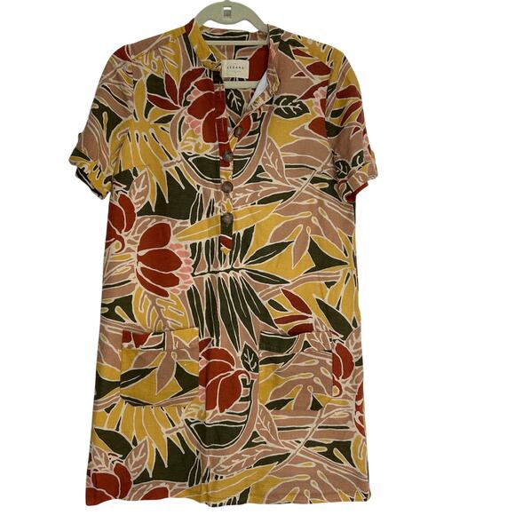Sezane Dresses & Skirts - Sezane shift dress tropical leaf print safari casual vacation resort size medium